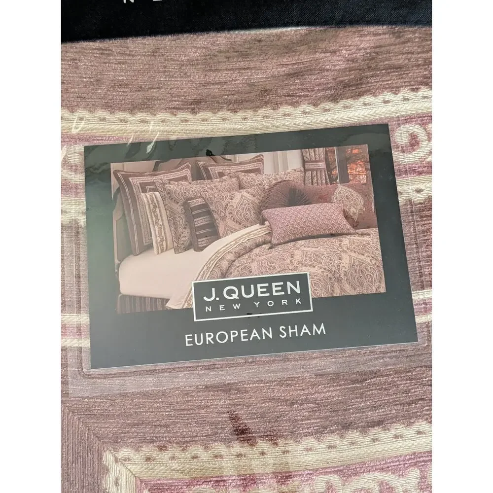 J Queen New York Lupita Woven Chenille Striped Euro Sham New Terracotta 26 x 26